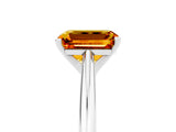 Silver Emerald Cut Citrine Solitaire Engagement Ring with Cathedral Setting and Four-Prong Mount_23
