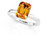 Silver Emerald Cut Citrine Solitaire Ring with Thin Band and Prong Setting_43