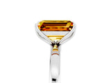 Silver Emerald Cut Citrine Solitaire Ring with Thin Band and Prong Setting_47