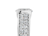 Silver Emerald Cut Cut Diamond Channel Set Pave Band with Tension Prong Setting_12