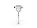 Silver Emerald Cut Cut Diamond Halo Engagement Ring with Open Split Pavé Band_15