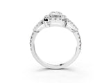Silver Emerald Cut Cut Diamond Halo Engagement Ring with Open Split Pavé Band_16