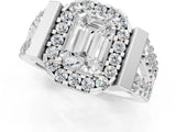 Silver Emerald Cut Cut Halo Split Shank Prong Set Ring_8
