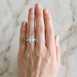 Silver Emerald Cut Diamond Engagement Ring with Pavé Band and Four-Prong Setting_58