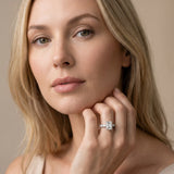 Silver Emerald Cut Diamond Engagement Ring with Pavé Band and Four-Prong Setting_59
