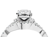 Silver Emerald Cut Diamond  Halo Twist Band Solitaire Prong Setting Ring_28