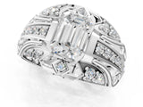 Silver Emerald Cut Diamond Pave Art Deco Split Shank Ring with Four-Prong Setting_14