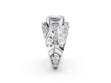 Silver Emerald Cut Diamond Pave Art Deco Split Shank Ring with Four-Prong Setting_15