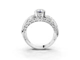 Silver Emerald Cut Diamond Pave Art Deco Split Shank Ring with Four-Prong Setting_16