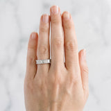 Silver Emerald Cut Diamond Prong-Set Half Eternity Band_69