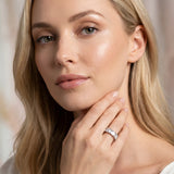 Silver Emerald Cut Diamond Prong-Set Half Eternity Band_71