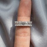 Silver Emerald Cut Diamond Prong-Set Half Eternity Band_71