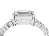 Silver Emerald Cut Diamond Scattered Round Accent Ring with Prong Setting_10