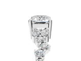 Silver Emerald Cut Diamond Scattered Round Accent Ring with Prong Setting_11