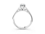 Silver Emerald Cut Diamond Solitaire Engagement Ring with Cathedral Setting and Four-Prong Mount_4