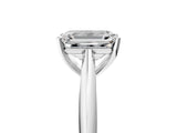 Silver Emerald Cut Diamond Solitaire Engagement Ring with Cathedral Setting and Four-Prong Mount_6