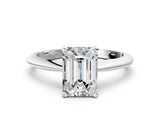 Silver Emerald Cut Diamond Solitaire Engagement Ring with Classic Band and Four-Prong Setting_21