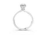 Silver Emerald Cut Diamond Solitaire Ring with Classic Band and Four-Prong Setting_10