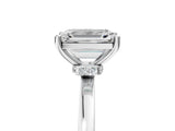 Silver Emerald Cut Diamond Solitaire Ring with Classic Band and Four-Prong Setting_12