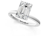 Silver Emerald Cut Diamond Solitaire Ring with Classic Band and Four-Prong Setting_8