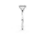 Silver Emerald Cut Diamond Solitaire Ring with Classic Band and Four-Prong Setting_9