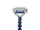 Silver Emerald Cut Diamond Solitaire Ring with Round with Blue Sapphire side stone Pavé Band and Four-Prong Setting_17