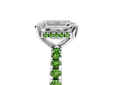 Silver Emerald Cut Diamond Solitaire Ring with Round with Peridot side stone Pavé Band and Four-Prong Setting_17