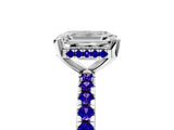 Silver Emerald Cut Diamond Solitaire Ring with Round with Tanzanite side stone Pavé Band and Four-Prong Setting_17