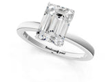 Silver Emerald Cut Diamond Solitaire Ring with Thin Band and Prong Setting_13