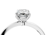 Silver Emerald Cut Diamond Solitaire Ring with Thin Band and Prong Setting_16