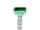 Silver Emerald Cut Emerald Pavé Solitaire Ring with Round Band and Prong Setting_47