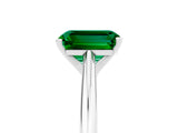Silver Emerald Cut Emerald Solitaire Engagement Ring with Cathedral Setting and Four-Prong Mount_5