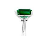 Silver Emerald Cut Emerald Solitaire Engagement Ring with Classic Band and Four-Prong Setting_17