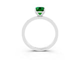 Silver Emerald Cut Emerald Solitaire Ring with Thin Band and Prong Setting_69