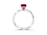 Silver Emerald Cut Garnet Engagement Ring with Side Stone Accents and Four-Prong Setting_27