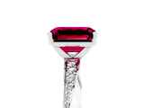 Silver Emerald Cut Garnet Engagement Ring with Side Stone Accents and Four-Prong Setting_29