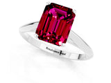 Silver Emerald Cut Garnet Solitaire Engagement Ring with Cathedral Setting and Four-Prong Mount_13