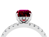 Silver Emerald Cut Garnet Solitaire Ring with Round  Pavé Band and Four-Prong Setting_28