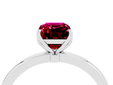 Silver Emerald Cut Garnet Solitaire Ring with Thin Band and Prong Setting_46
