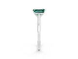 Silver Emerald Cut Green Sapphire Solitaire Engagement Ring with Cathedral Setting and Four-Prong Mount_14
