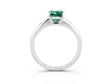 Silver Emerald Cut Green Sapphire Solitaire Engagement Ring with Classic Band and Four-Prong Setting_15