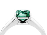 Silver Emerald Cut Green Sapphire Solitaire Engagement Ring with Classic Band and Four-Prong Setting_16