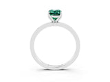 Silver Emerald Cut Green Sapphire Solitaire Ring with Thin Band and Prong Setting_45