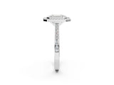 Silver Emerald Cut Halo Bezel Diamond Pave Band Ring_15