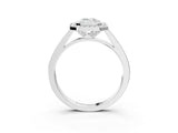 Silver Emerald Cut Halo Bezel Diamond Pave Band Ring_16