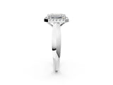 Silver Emerald Cut Halo Solitaire Engagement Ring with Square Band and Four-Prong Setting_26