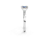 Silver Emerald Cut Moissanite Engagement Ring with Side Stone Accents and Four-Prong Setting_14