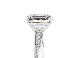 Silver Emerald Cut Moissanite Engagement Ring with Side Stone Accents and Four-Prong Setting_17
