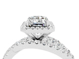Silver Emerald Cut Moissanite Halo Ring with Round Split Shank and Prong Setting_70