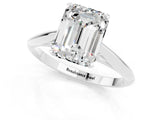 Silver Emerald Cut Moissanite Solitaire Engagement Ring with Cathedral Setting and Four-Prong Mount_13